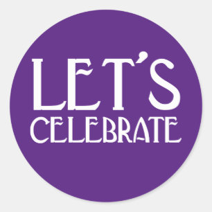 Let's Celebrate Purple Art Deco Birthday Classic Round Sticker