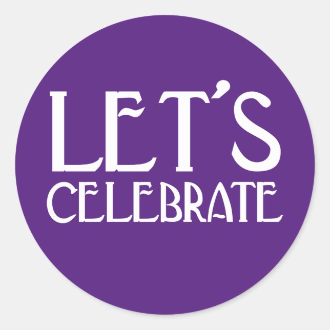 Let's Celebrate Purple Art Deco Birthday Classic Round Sticker (Front)
