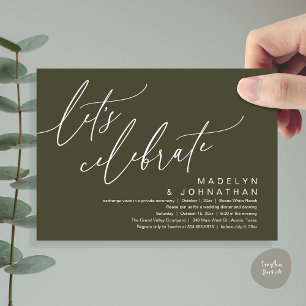 Let's Celebrate, Romantic Wedding Elopement Party Invitation