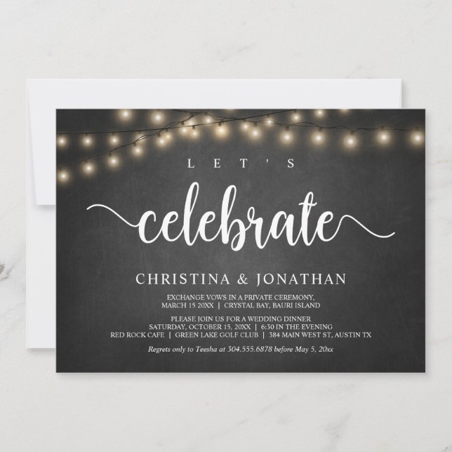Let's celebrate, Rustic Wedding Elopement Invitati Invitation (Front)