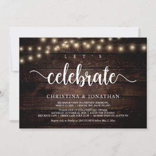 Let's celebrate, Rustic Wedding Elopement Invitation