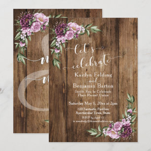 Let's Celebrate Rustic Wood & Floral Reception Invitation