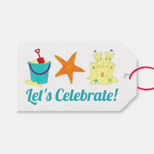 Let's Celebrate Sandcastle Starfish Bucket Shovel Gift Tags