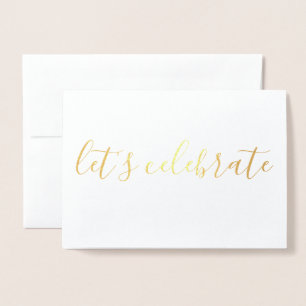 let's celebrate simple calligraphy Silver Foil Card