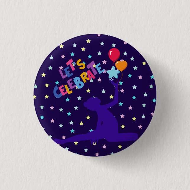Let's Celebrate Stars and Balloons    3 Cm Round Badge (Front)