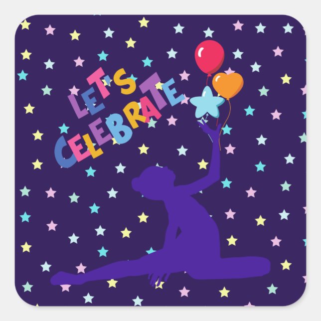 Let's Celebrate Stars and Balloons  Square Sticker (Front)