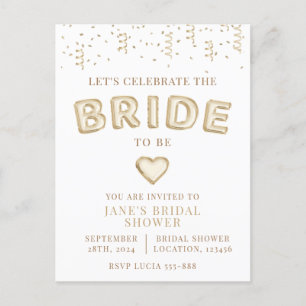 Let's Celebrate The Bride To Be Gold Balloons Postcard