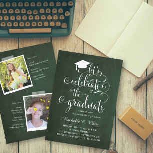 Let's Celebrate The Graduate Chalkboard Grad Party Invitation