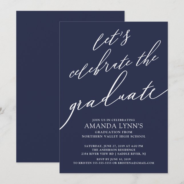 Let's Celebrate the Graduate Graduation Invitation (Front/Back)