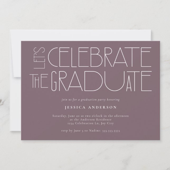Let's celebrate the Graduate Purple Graduation  Invitation (Front)