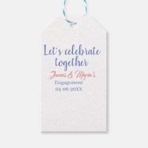 Let's celebrate together engagement party namdate gift tags