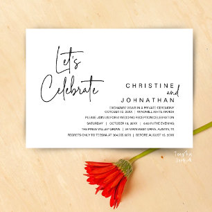 Let's Celebrate, Wedding Elopement Dinner Party Invitation