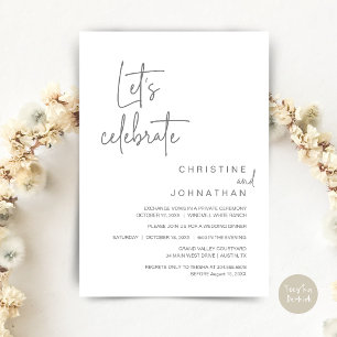 Let's Celebrate, Wedding Elopement Party Dinner Invitation