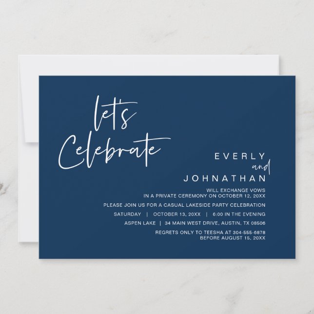 Let's Celebrate, Wedding Elopement Party Invitatio Invitation (Front)