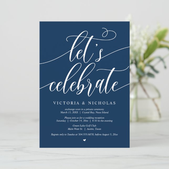Let's Celebrate Wedding Elopement Party Invitation (Standing Front)