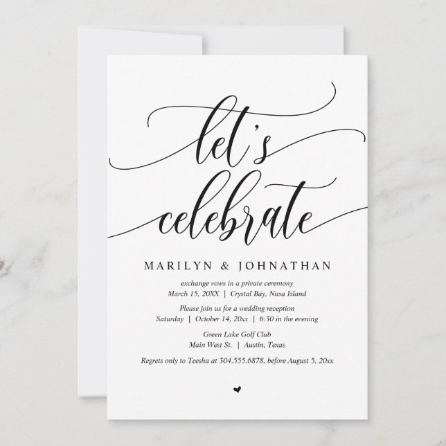 Let's Celebrate Wedding Elopement Party Invitation (Front)