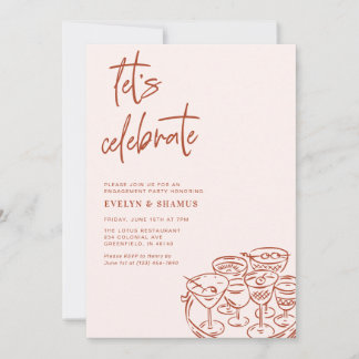 Let's Celebrate Whimsical Doodle Engagement Party Invitation