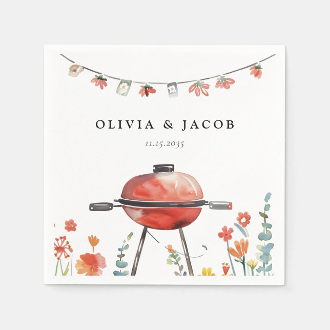 Let's Celebrate with BBQ Couples Shower Napkin (Front)