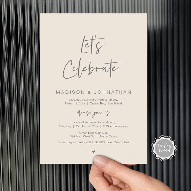 Lets celebrate with us, Wedding Elopement Party Invitation (Let's celebrate, Wedding Elopement Party Invitation Party, Printed and Template File.)