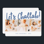 Let's Challah Modern Simple Three Photo Holiday<br><div class="desc">Design is composed of simple white background with cursive playful typography. Add your name,  greeting,  and year</div>