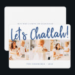 Let's Challah Modern Simple Three Photo Holiday Card<br><div class="desc">Design is composed of simple white background with cursive playful typography. Add your name,  greeting,  and year</div>