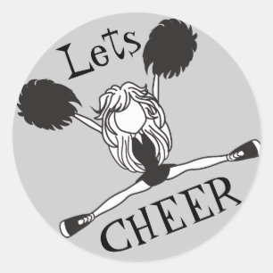 Lets Cheer Black Cheerleader Classic Round Sticker
