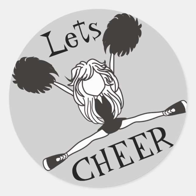 Lets Cheer Black Cheerleader Classic Round Sticker (Front)