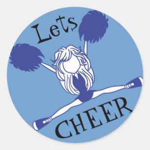 Lets Cheer Blue Cheerleader Classic Round Sticker