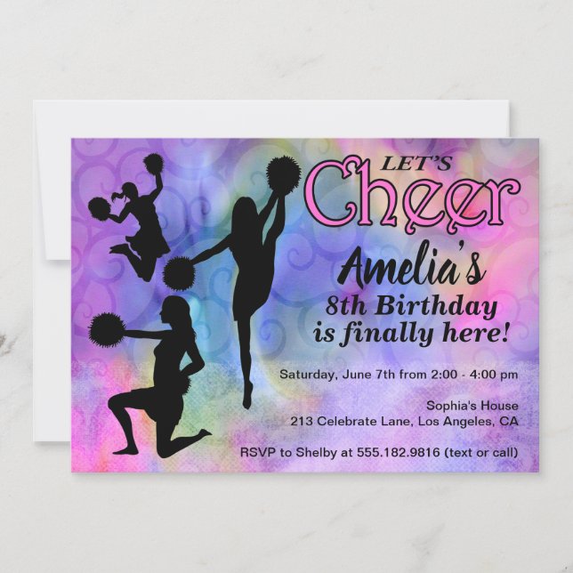 Let's Cheer! - Cheerleader Girls Birthday Party Invitation (Front)