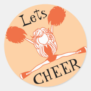 Lets Cheer Orange Cheerleader Classic Round Sticker