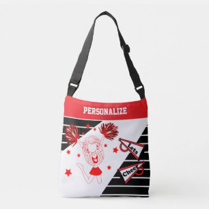 Let's Cheer Red Cheerleader Girl Crossbody Bag