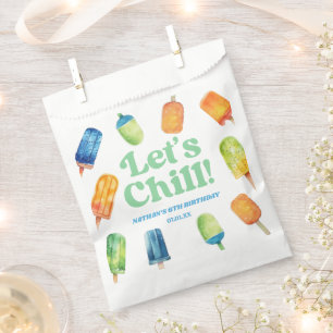 Let's Chill Blue Retro Popsicle Birthday Party Favour Bags