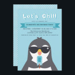 Let's Chill Cute Penguin Kids Birthday Invitation<br><div class="desc">Celebrate your kid's special day Let's Chill Cute Penguin Kids Birthday design. This design features a cute Penguin in sunglasses holding a popsicle. Matching Items in our shop for a complete party theme.</div>
