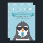 Let's Chill Cute Penguin Kids Birthday Invitation<br><div class="desc">Celebrate your kid's special day Let's Chill Cute Penguin Kids Birthday design. This design features a cute Penguin in sunglasses holding a popsicle. Matching Items in our shop for a complete party theme.</div>