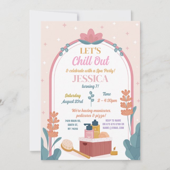 Let's Chill Out Spa Birthday Party Manicure Invitation (Front)