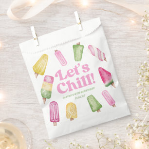 Let's Chill Pink Retro Popsicle Birthday Party Favour Bags