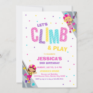 Let's Climb & Play Climbing Birthday Invitation