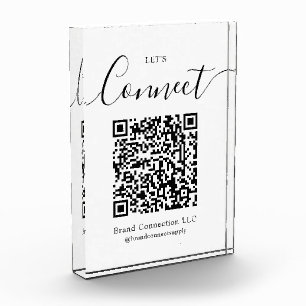 Let's Connect Custom QR Code Business Company Name Photo Block