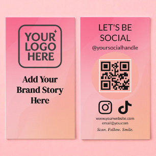 Let's Connect Social Media QR Code Small Business Card