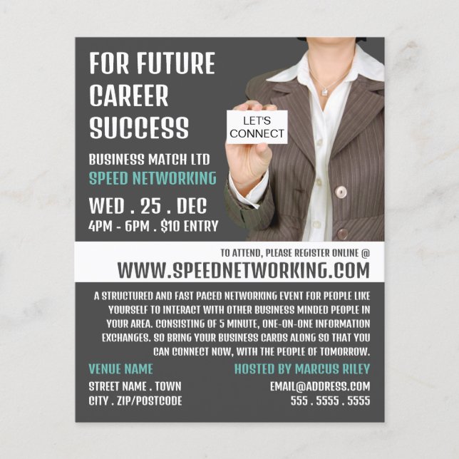 Let's Connect, Speed Networking Event Advertising Flyer (Front)