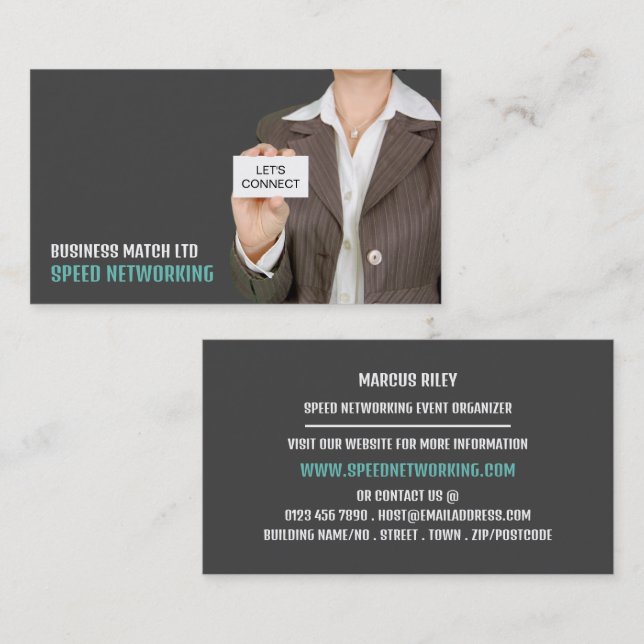 Let's Connect, Speed Networking Event Organizer Business Card (Front/Back)