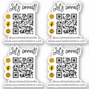 Let's Connect Yellow Social Media Qr Code