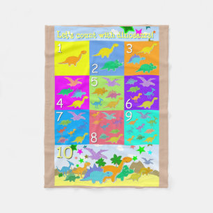 Let's Count Dinosaurs Numbers 1-10 Learn to Count Fleece Blanket