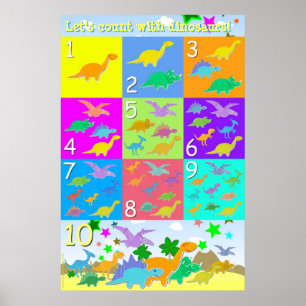 Let's Count With Dinosaurs Numbers 1 - 10 Counting Poster