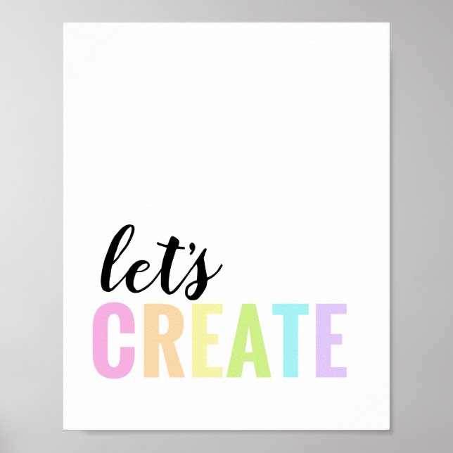 Let's Create Playroom Pastel Rainbow Poster (Front)
