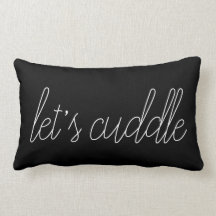 let's cuddle black throw pillow