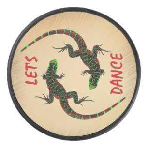 Lets Dance Yin Yang Lizards Hockey Puck