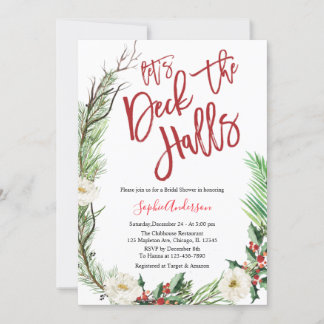 Let's Deck the Halls Christmas Bridal Shower Invitation
