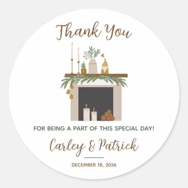 Let's Deck Their Halls Holiday Bridal Shower Favou Classic Round Sticker (Front)