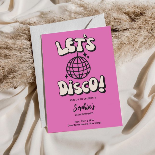 Let's Disco Birthday Party Magenta Invitation (Creator Uploaded)